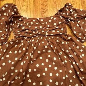 Abercrombie brown and white polka dot puff sleeve mini dress